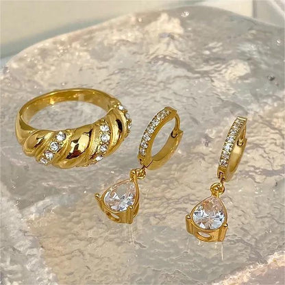 Elegant Teardrop Earrings with Zirconia – Radiant Accents | Twinolo