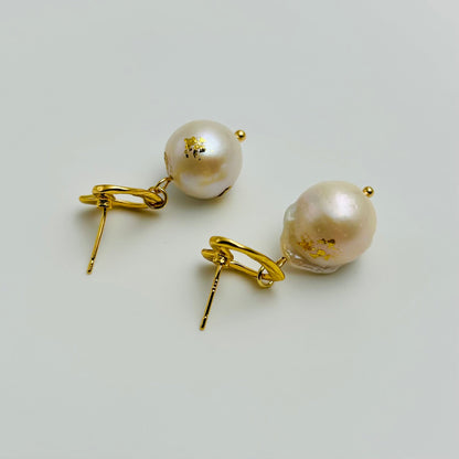 Golden Earrings with Pearl and Heart Shape – Stylish Statement | Twinolo