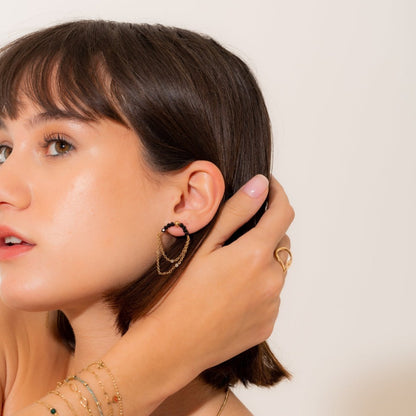 Earrings with Beaded Chain – Boho Chic Look | Twinolo