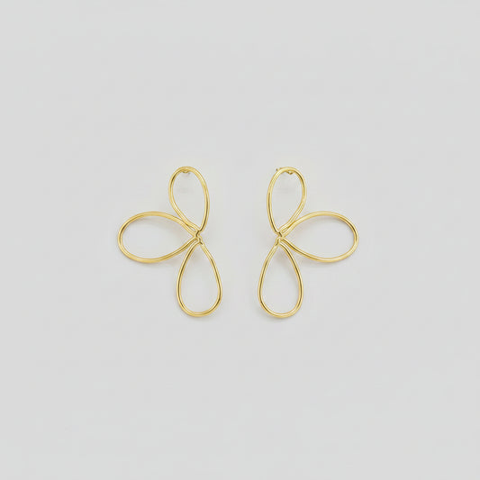 Minimalist Flower Earrings Gold-colored – Stainless Steel | Twinolo