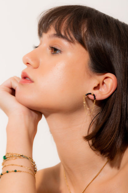 Earrings with Beaded Chain – Boho Chic Look | Twinolo