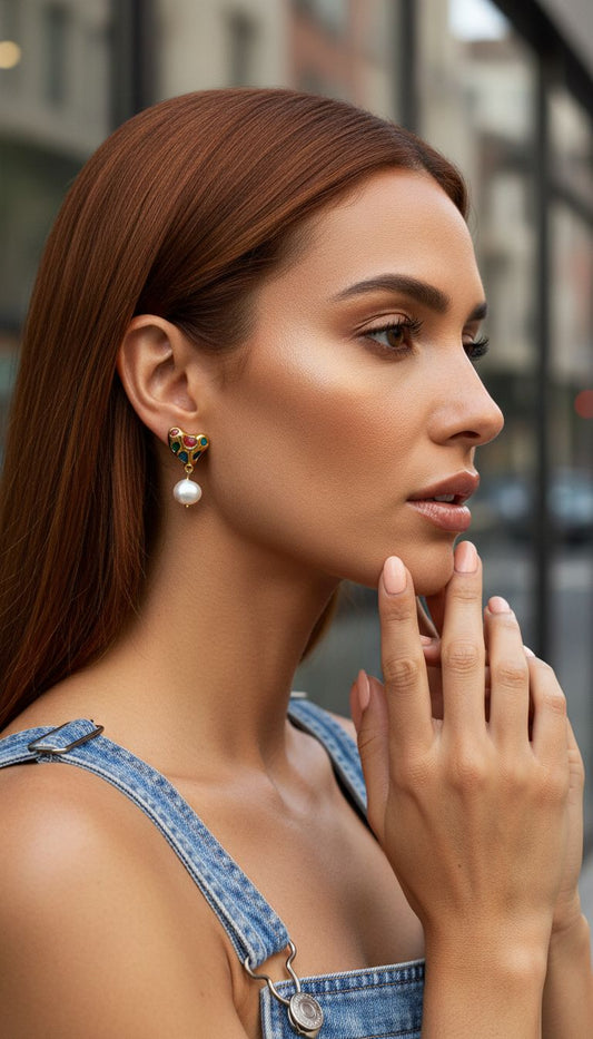 Earrings with Heart &amp; Pearl – Romantic & Elegant | Twinolo