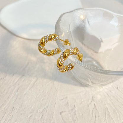 Croissant Earrings with Zirconia – Elegant & Sparkling | Twinolo