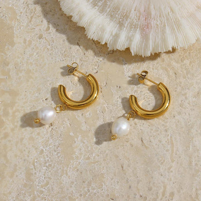 Hoop Earrings with Pearl – Subtle Elegance | Twinolo