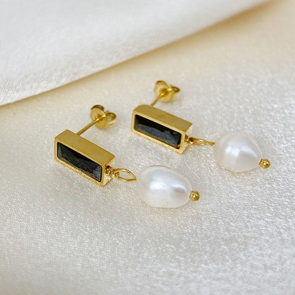 Drop-Shaped Earrings with Pearl – Elegant & Sophisticated | Twinolo