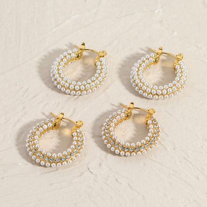 Gold Hoop Earrings with Pearl – Classic Style | Twinolo