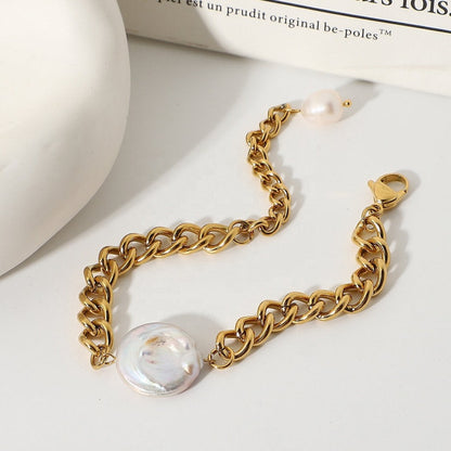Freshwater Pearl & Link Bracelet – Refined Design | Twinolo