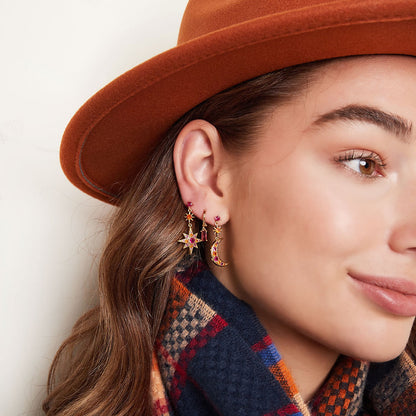 Earrings with Colorful Zirconia Moon – Playful & Radiant | Twinolo