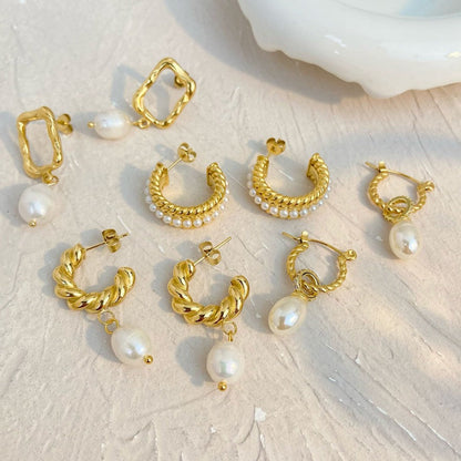 Hoop Earrings with Dangling Pearl – Feminine & Sophisticated | Twinolo