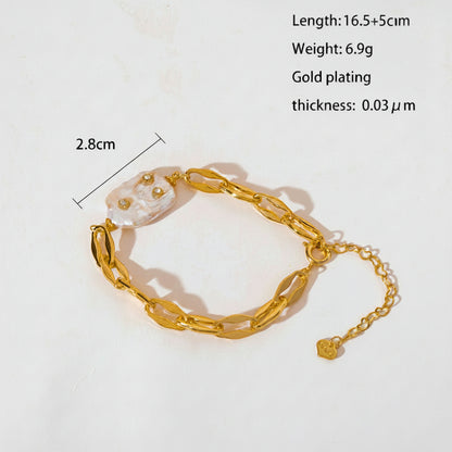 Bracelet with Pearl & Links – Elegant Contrast | Twinolo