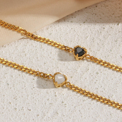 Fine Link Bracelet with Sparkling Zirconia | Twinolo