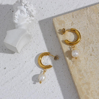 Hoop Earrings with Pearl – Subtle Elegance | Twinolo