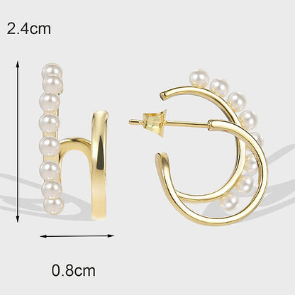 Double Pearl Hoop Earrings – Playful & Elegant | Twinolo