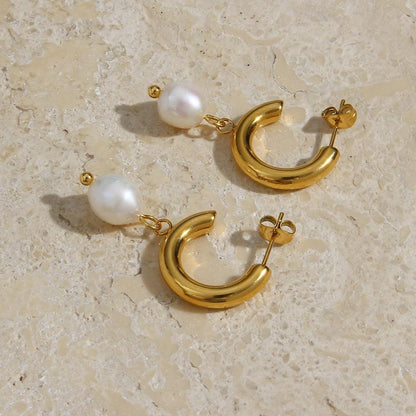 Hoop Earrings with Pearl – Subtle Elegance | Twinolo