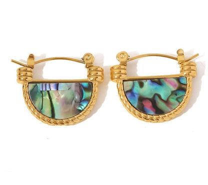 Half Round Earrings – Malachite & Mother of Pearl Variation | Twinolo