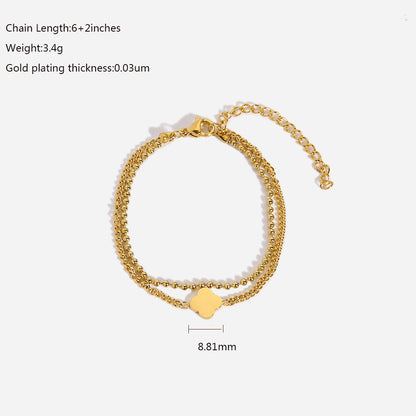 Gold-Colored Clover Link Bracelet – Charming & Elegant | Twinolo