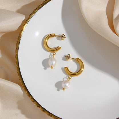 Hoop Earrings with Pearl – Subtle Elegance | Twinolo