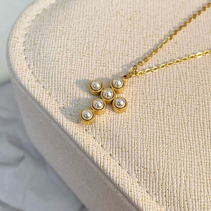 Necklace with Pearl Cross Pendant – Elegant & Symbolic | Twinolo