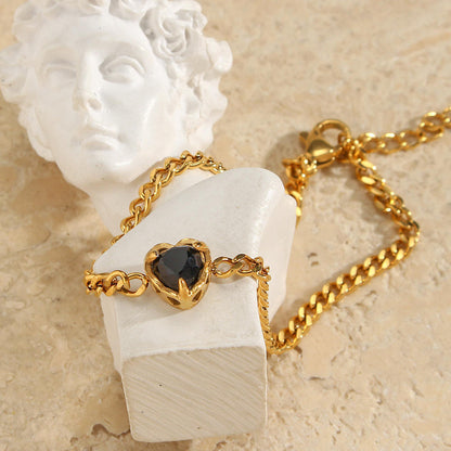 Fine Link Bracelet with Sparkling Zirconia | Twinolo