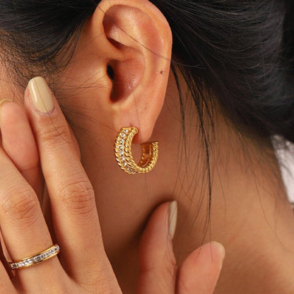 Mini Hoops with Sparkling Zirconia Stones – Elegant Design | Twinolo