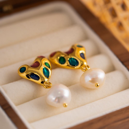 Earrings with Heart &amp; Pearl – Romantic & Elegant | Twinolo