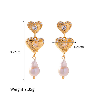 Pearl Earrings with Heart Shaped Design – Loving Detail | Twinolo