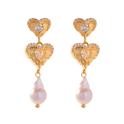 Pearl Earrings with Heart Shaped Design – Loving Detail | Twinolo