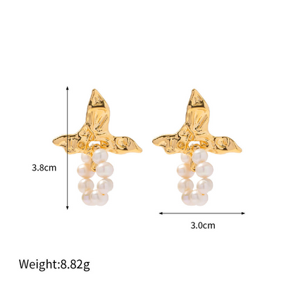 Earrings with Dangling Pearl & Embellishment – ​​Sophisticated Design | Twinolo